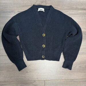 URBAN OUTFITTERS Navy ribbed V-Neck Cardigan Sweater